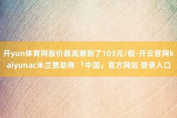 开yun体育网股价最高潮到了103元/股-开云官网kaiyunac米兰赞助商 「中国」官方网站 登录入口